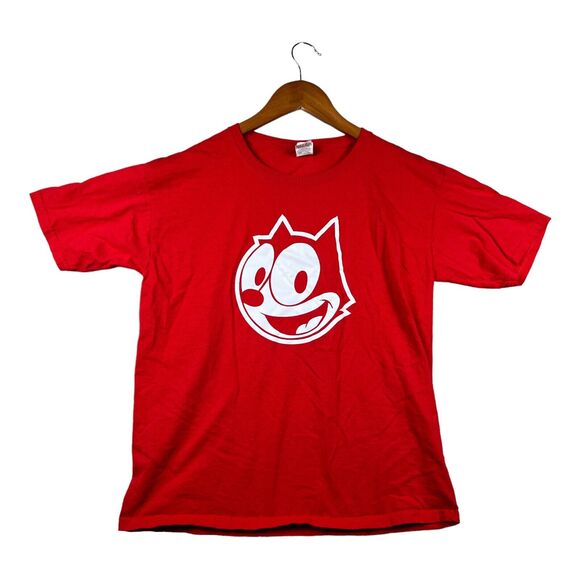 Women's Felix The Cat T Shirt Crew Red Comic Animation Retro Tee Sz XL - Picture 1 of 3